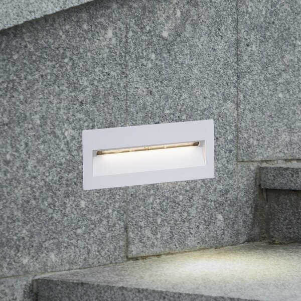 Lucande LED stenska svetilka za vgradnjo Loya, 23 x 8 cm, bela, IP54, Bela, Aluminij, Sodobni