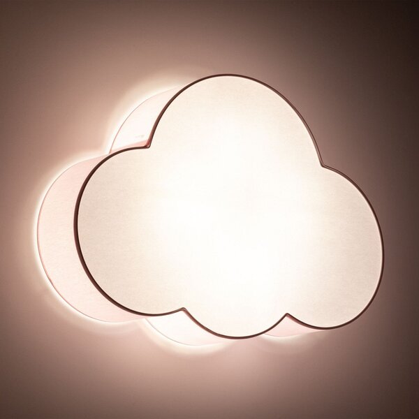 TK Lighting Stropna svetilka Cloud, roza, dolžina 63 cm, tekstil, oblak, E27, zatemnjen, Roza / rosé, Otroška soba, Tkanine / tekstil, Mladostno bivanje