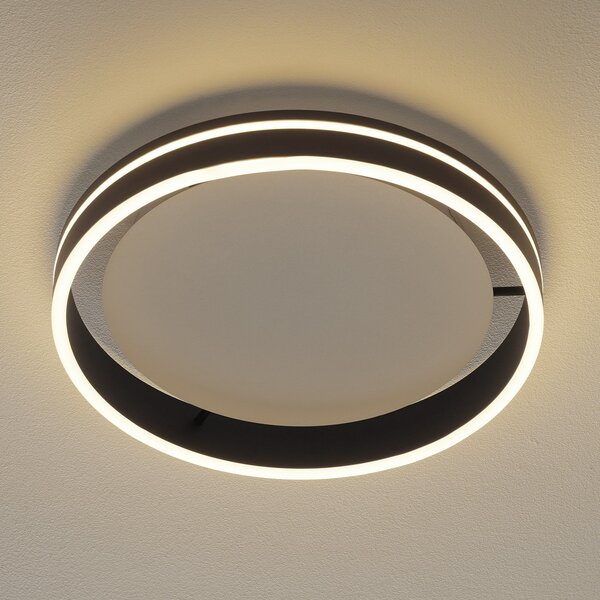 Q-Smart-Home Paul Neuhaus Q-VITO LED stropna svetilka 40cm antracit, zatemnjen, Črna, Dnevna soba / jedilnica, Kovina, Sodobni