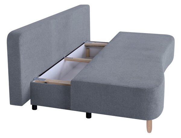 ZOFA S POSTELJNO FUNKCIJO, temno siva tekstil, leseni material