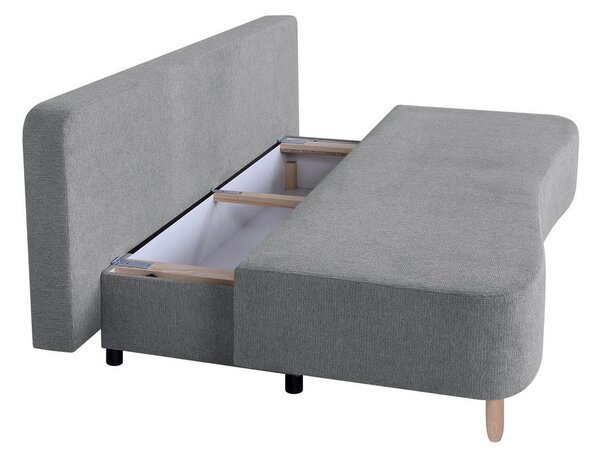 ZOFA S POSTELJNO FUNKCIJO, rjavosiva tekstil, leseni material