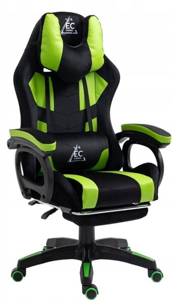 JAKS Gaming stol nastavljiv eko usnje zeleno črn