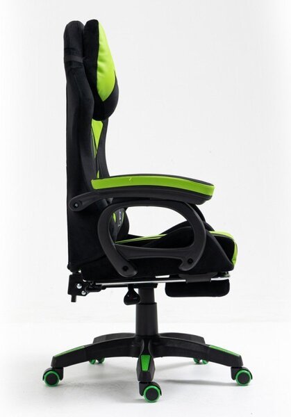 JAKS Gaming stol nastavljiv eko usnje zeleno črn