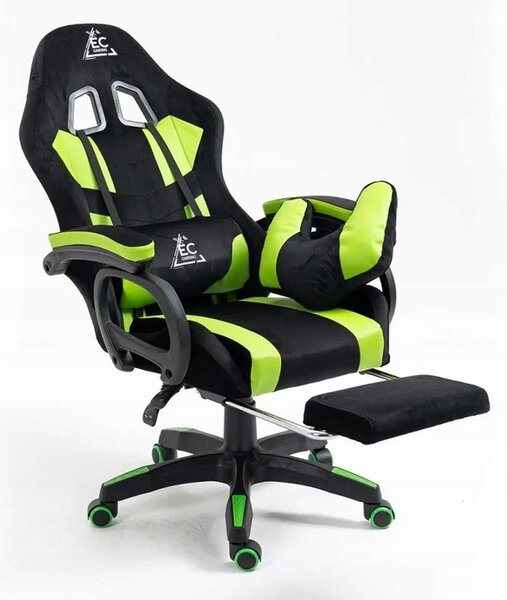JAKS Gaming stol nastavljiv eko usnje zeleno črn