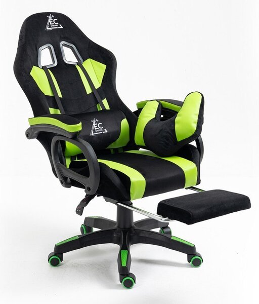 JAKS Gaming stol nastavljiv eko usnje zeleno črn