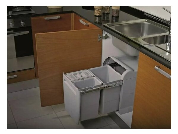 Izvlečni plastični koš za ločevanje odpadkov 18 + 8 + 8 l City - Elletipi
