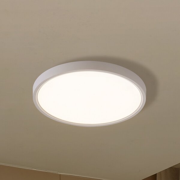 Lindby Smart LED stropna svetilka Deika, Ø 30 cm, bela, Tuya, zatemnjen, Bela, Dnevna soba / jedilnica, Plastika, Sodobni