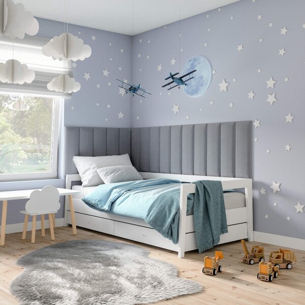 Visi oblazinjen panel QUADRATTA 20x60 cm - več barv Barva: Svetlo siva