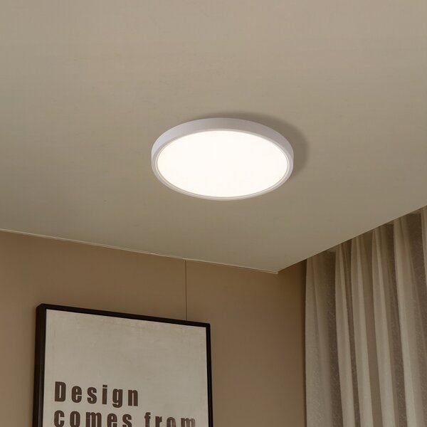 Lindby Smart LED stropna svetilka Deika, Ø 30 cm, bela, Tuya, zatemnjen, Bela, Dnevna soba / jedilnica, Plastika, Sodobni