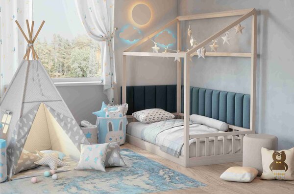 Tapecirani stenski panel QUADRATTA 20 x 50 cm – moder Barva: Modra