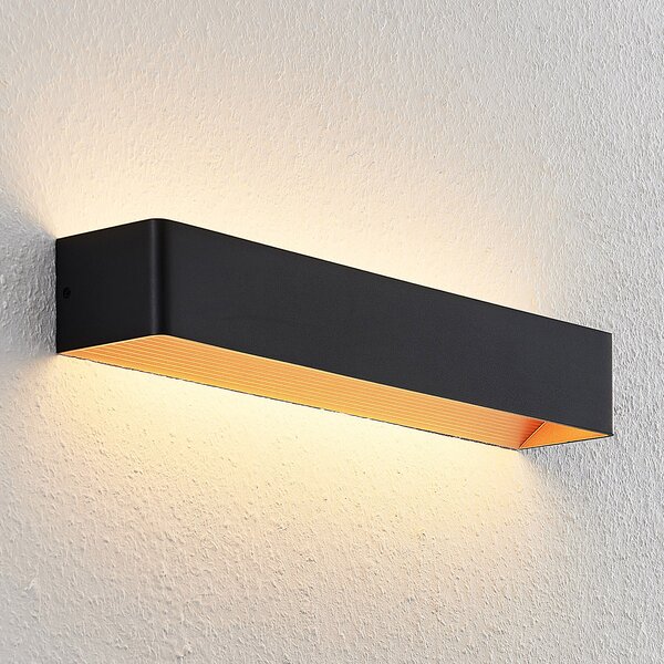 Arcchio LED stenska svetilka Karam, 53 cm, črna, kovina, gor/dol, zatemnjen, Črna, Dnevna soba / jedilnica, Aluminij, Sodobni