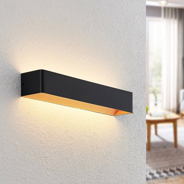 Arcchio LED stenska svetilka Karam, 53 cm, črna, kovina, gor/dol, zatemnjen, Črna, Dnevna soba / jedilnica, Aluminij, Sodobni