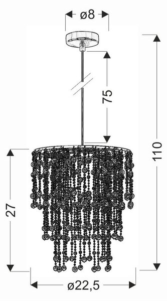 VISEČA SVETILKA 22.5/22.5/110 cm 60 W E27
