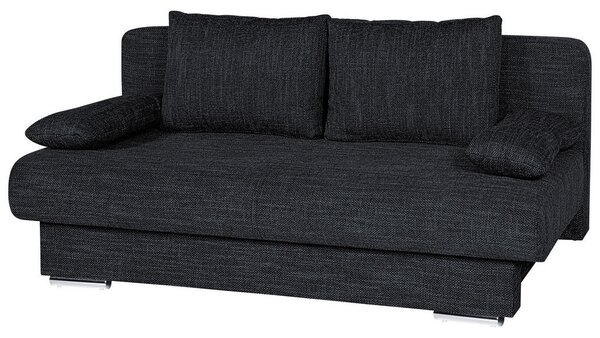 ZOFA S POSTELJNO FUNKCIJO, črna tekstil, leseni material