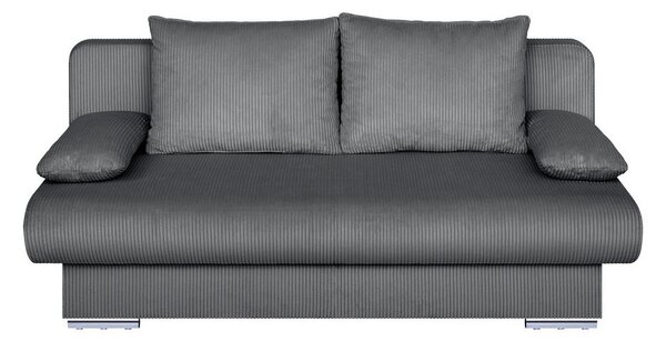 ZOFA S POSTELJNO FUNKCIJO, temno siva tekstil, leseni material