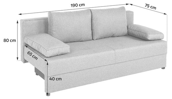 ZOFA S POSTELJNO FUNKCIJO, rdeča tekstil, leseni material
