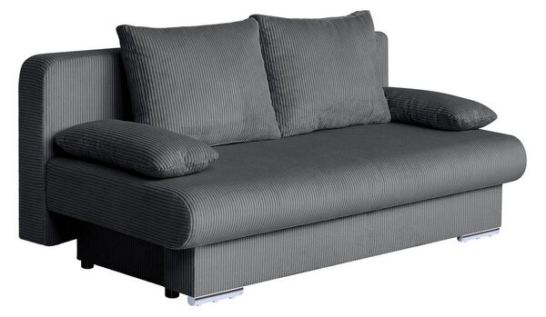 ZOFA S POSTELJNO FUNKCIJO, temno siva tekstil, leseni material