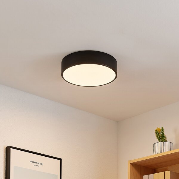 Lindby LED stropna svetilka Simera, Ø 30 cm, črna, bela, zatemnjen, Črna, Dnevna soba / jedilnica, Plastika, Sodobni