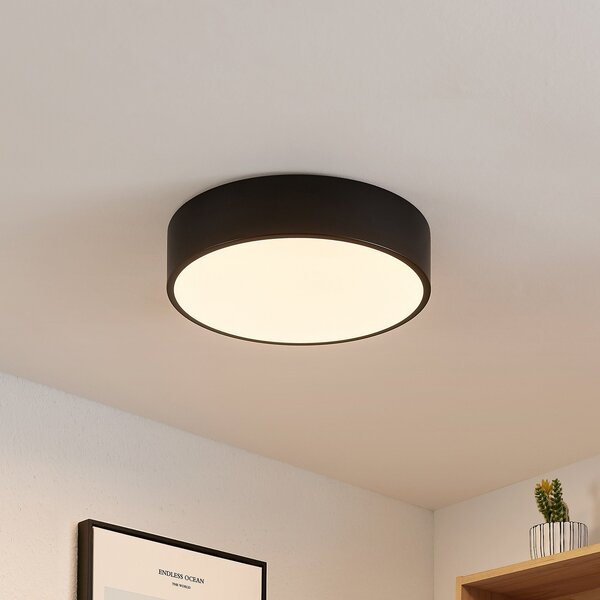 Lindby LED stropna svetilka Simera, Ø 30 cm, črna, bela, zatemnjen, Črna, Dnevna soba / jedilnica, Plastika, Sodobni