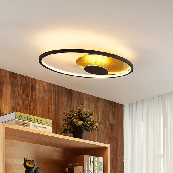 Lindby LED stropna svetilka Feival, 61 cm, rja/zlata, z možnostjo zatemnitve, zatemnjen, Rjava / rjasta, Dnevna soba / jedilnica, Kovina, Sodobni