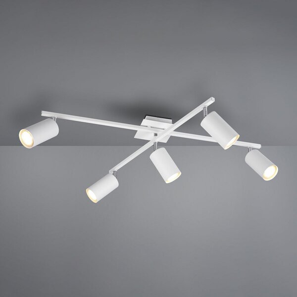 Trio Lighting Marley stropni reflektor mat belo 5-svetlobni, zatemnjen, Bela, Dnevna soba / jedilnica, Kovina, Sodobni
