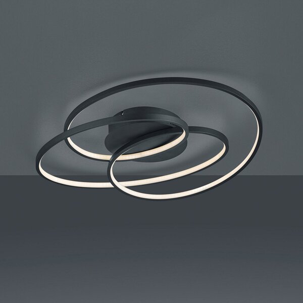 Trio Lighting Stropna svetilka LED Gale, 60 cm, mat črna, zatemnjen, Črna, Dnevna soba / jedilnica, Kovina, Sodobni