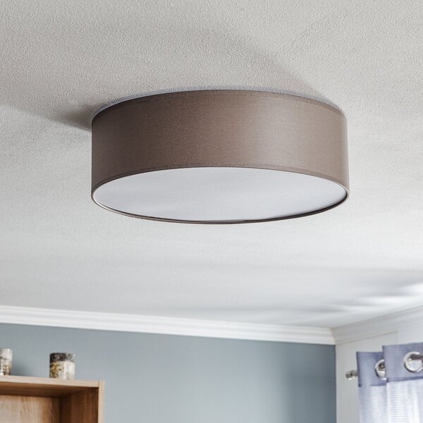 TK Lighting Stropna svetilka Rondo, rjava, Ø 45 cm, zatemnjen, Rjava / rjasta, spalnica, Tkanine / tekstil, Sodobni