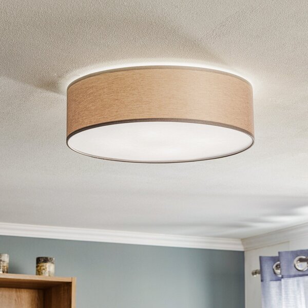 TK Lighting Stropna svetilka Rondo, rjava, Ø 45 cm, zatemnjen, Rjava / rjasta, spalnica, Tkanine / tekstil, Sodobni