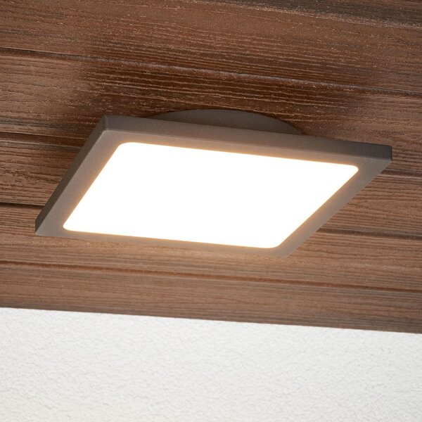 Lucande LED zunanja stropna svetilka Mabella, 23 cm, senzor, IP65, Črna, Aluminij, Sodobni