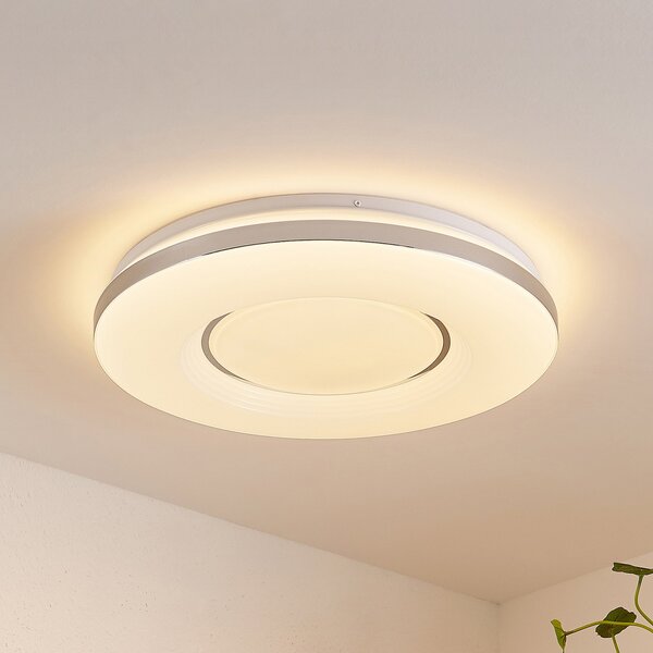 Lindby LED stropna svetilka Robini, Ø 48 cm, CCT, z možnostjo zatemnitve, zatemnjen, Kovinska, Dnevna soba / jedilnica, Kovina, Sodobni
