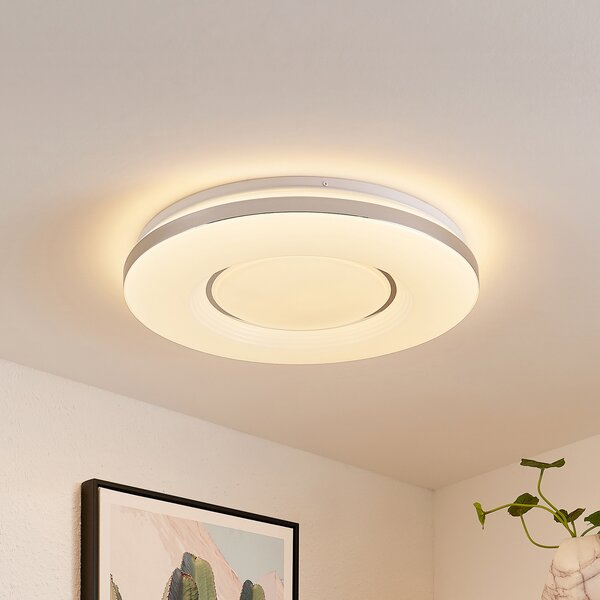 Lindby LED stropna svetilka Robini, Ø 48 cm, CCT, z možnostjo zatemnitve, zatemnjen, Kovinska, Dnevna soba / jedilnica, Kovina, Sodobni