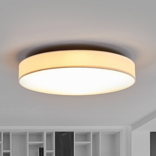 Lindby LED stropna svetilka Saira, Ø 50 cm, bela, tekstil, Bela, Dnevna soba / jedilnica, Tkanine / tekstil, Sodobni