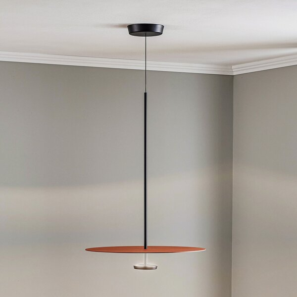 Vibia Flat LED viseča svetilka 1-žarek Ø 55 cm terakota, zatemnjen, Oranžna, Dnevna soba / jedilnica, Kovina, Sodobni