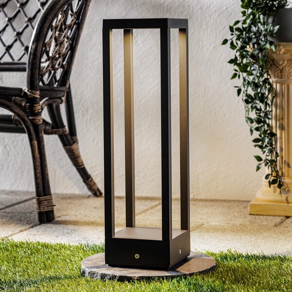 Lucande LED podstavna svetilka Carlota, 50 cm, antracit, aluminij, Črna, Kovina, Sodobni