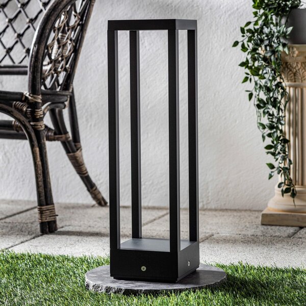 Lucande LED podstavna svetilka Carlota, 50 cm, antracit, aluminij, Črna, Kovina, Sodobni