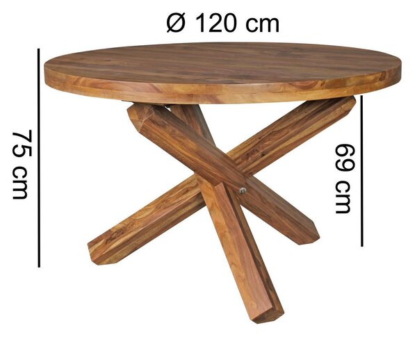MID.YOU Jedilna Miza Boha, Pravi Les, Ø 120cm