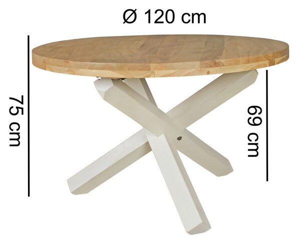 MID.YOU Jedilna Miza Boha, Pravi Les, Ø 120cm