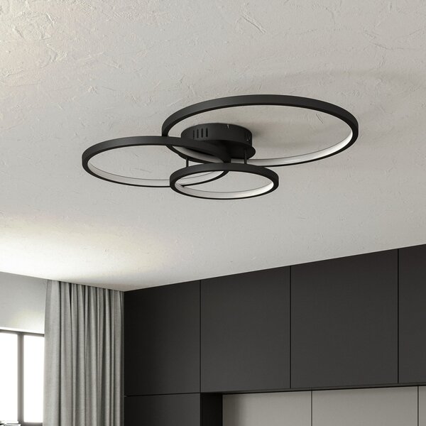 Trio Lighting WiZ Aaron pametna stropna svetilka LED, antracit, zatemnjen, Črna, Dnevna soba / jedilnica, Kovina, Sodobni