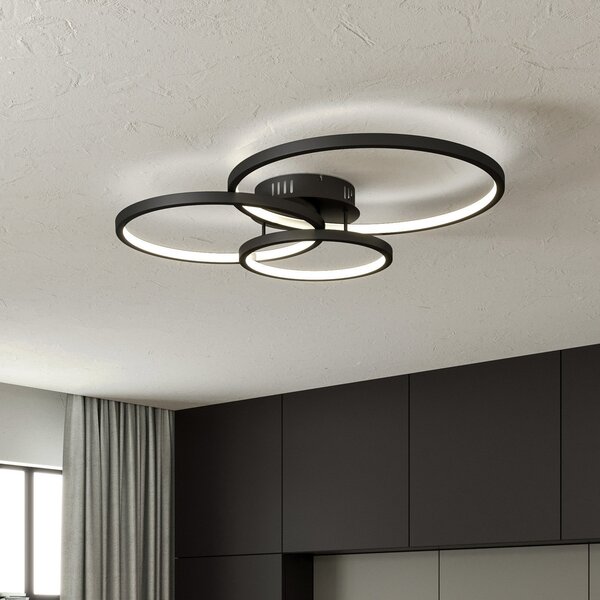 Trio Lighting WiZ Aaron pametna stropna svetilka LED, antracit, zatemnjen, Črna, Dnevna soba / jedilnica, Kovina, Sodobni