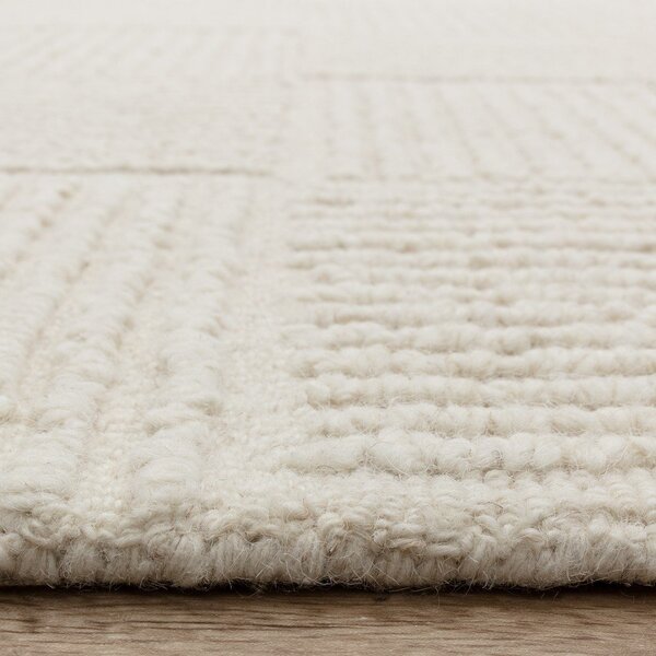 Slonokoščena ročno tkana volnena preproga 120x170 cm Zennith Grid – Asiatic Carpets