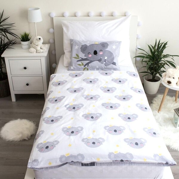 Siva bombažna otroška posteljnina za otroško posteljico 100x135 cm Koala "Sweet Dreams" – Jerry Fabrics