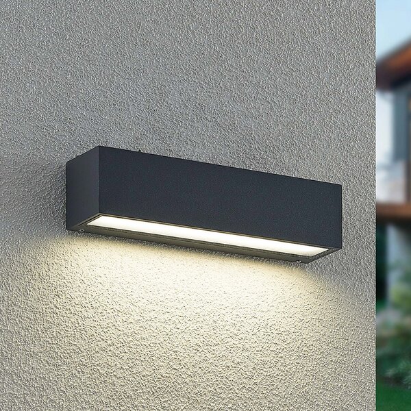 Arcchio LED stenska svetilka Lengo, 25 cm, 1-flg., antracit, CCT, Črna, Aluminij, Sodobni