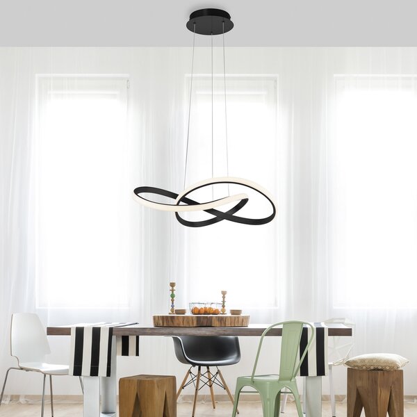JUST LIGHT. GmbH LED viseča luč Maria, 3-stopenjska zatemnitev, črna, zatemnjen, Črna, spalnica, Aluminij, Sodobni