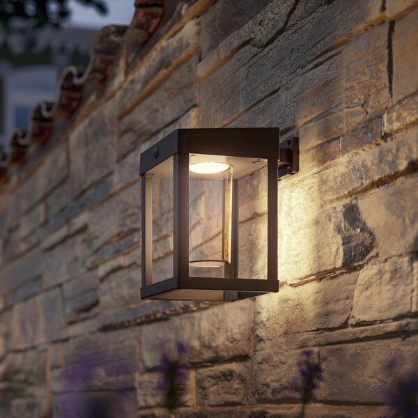 Philips Solar-Sensorwandlampe Camill črna/prozorna 14 x cm, Črna, Plastika, Sodobni, Svetilka