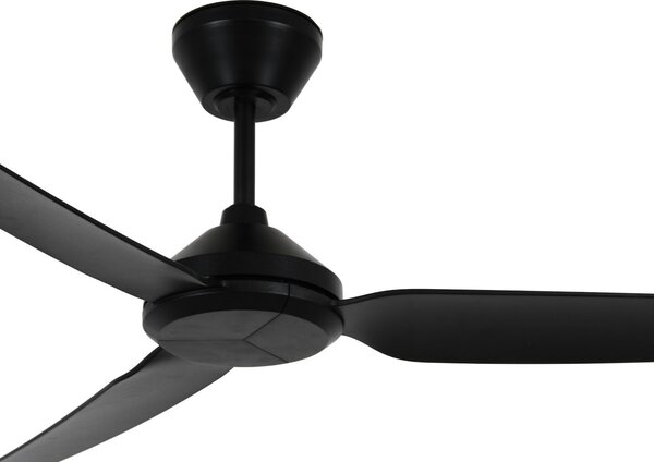 Beacon Lighting Stropni ventilator Polis, črn, DC, tiho delovanje, premer 137 cm, IP55, Črna, Dnevna soba / jedilnica, Plastika, Sodobni