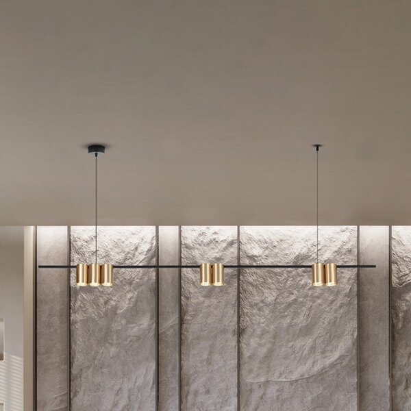 Eko-Light Obesna svetilka Genesis, aluminij črna/zlata, 7 x GU10, dolžina 150 cm, zatemnjen, Črna, Dnevna soba / jedilnica, Aluminij, Dizajn