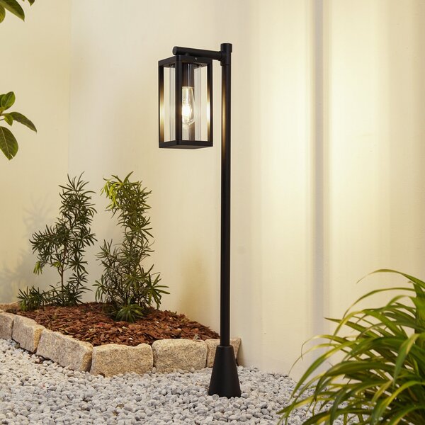 Lucande Luč za pot Siveta, višina 100 cm, črna, E27, IP65, zatemnjen, Črna, Aluminij, Sodobni