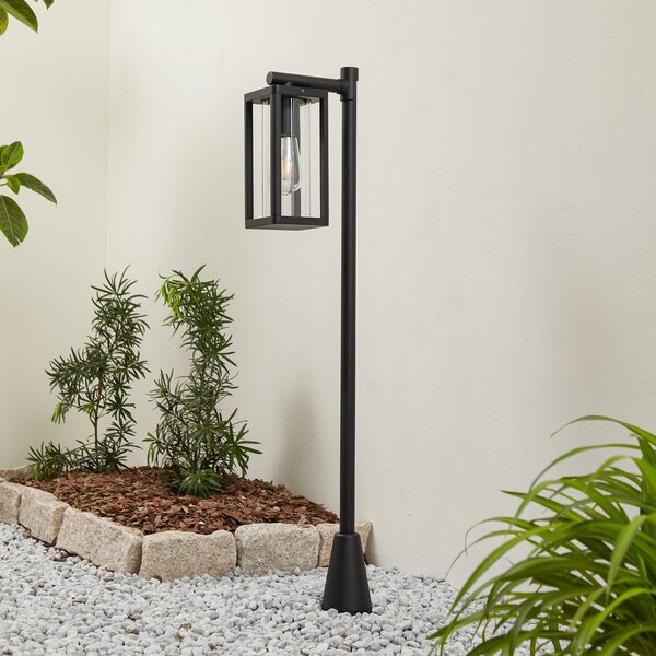Lucande Luč za pot Siveta, višina 100 cm, črna, E27, IP65, zatemnjen, Črna, Aluminij, Sodobni