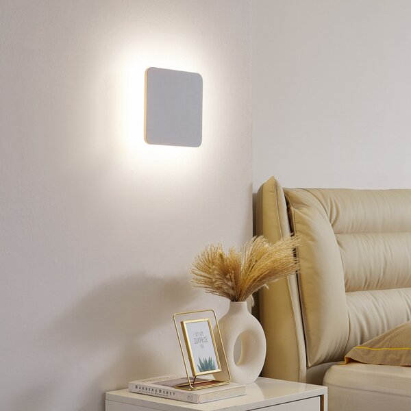 Lucande LED stenska svetilka Elrik, bela, višina 22 cm, kovina, Bela, Hodnik, Kovina, Sodobni