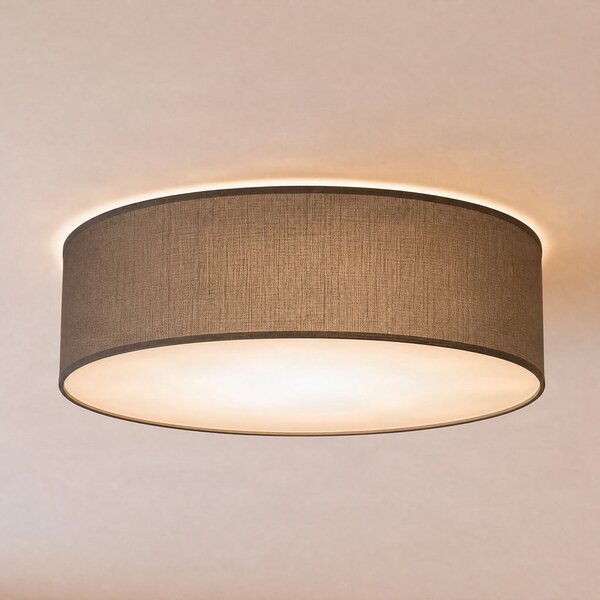 Milagro Lighting Stropna svetilka Marshall, siva, Ø 50 cm, kovina/ratan, zatemnjen, Siva, Dnevna soba / jedilnica, Les, Sodobni